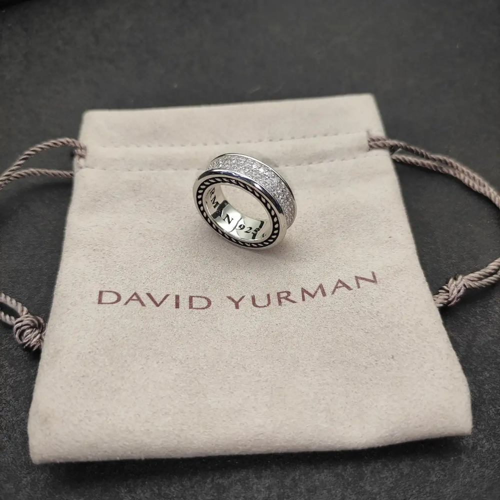 David Yurman 8.5mm buttonhole full diamond ring